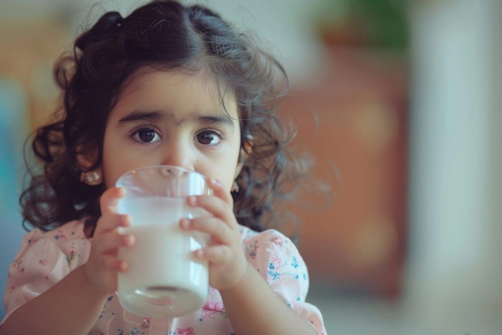 child drinking milk